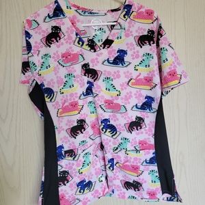Women's Cat Scrub Top